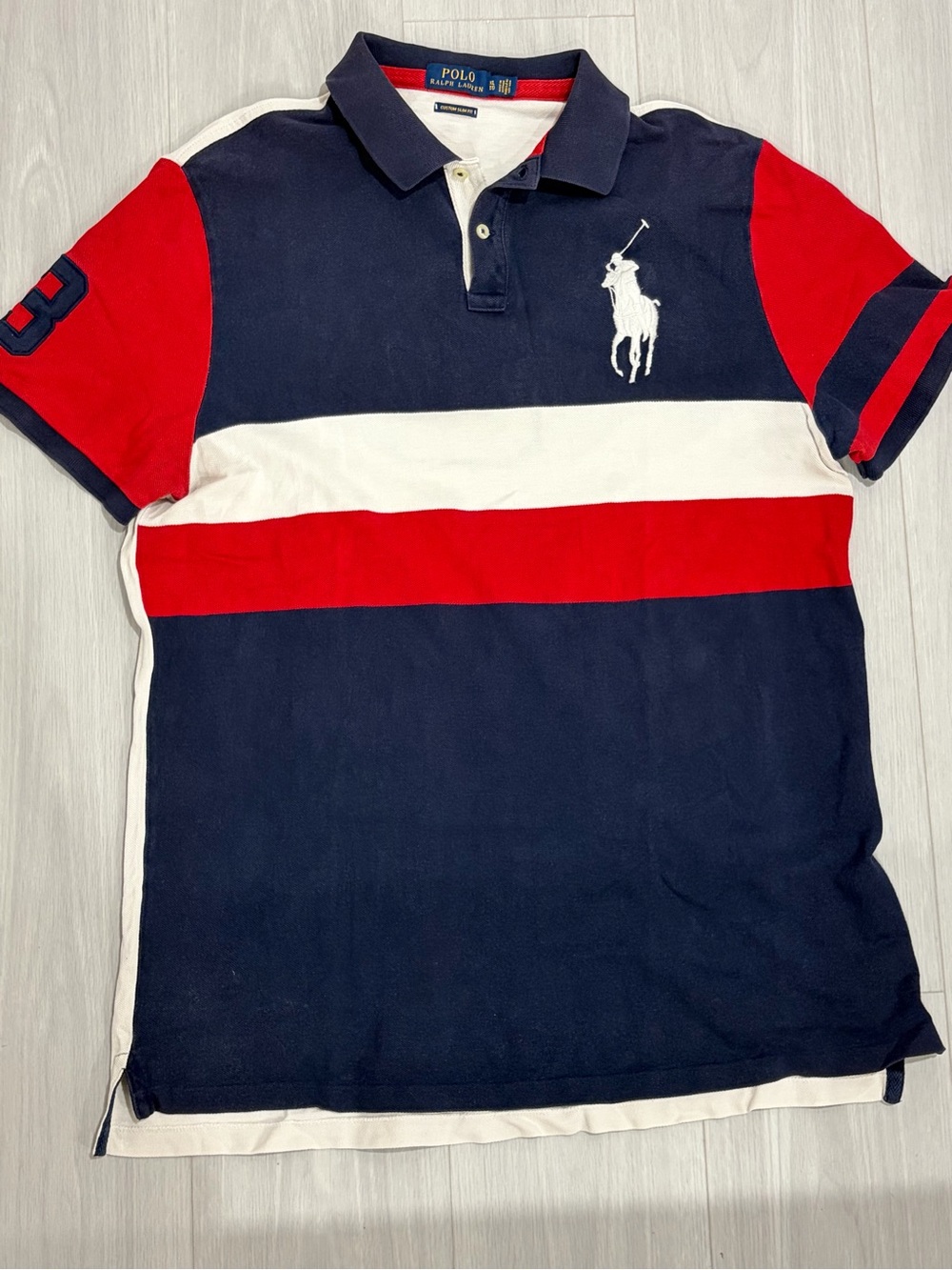 Polo by Ralph Lauren Blue Red White Striped Big Pony Polo